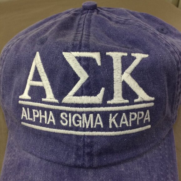 NEW Alpha Sigma Kappa Sorority Baseball Cap Hat Adjustable NWT Purple - Picture 4 of 7